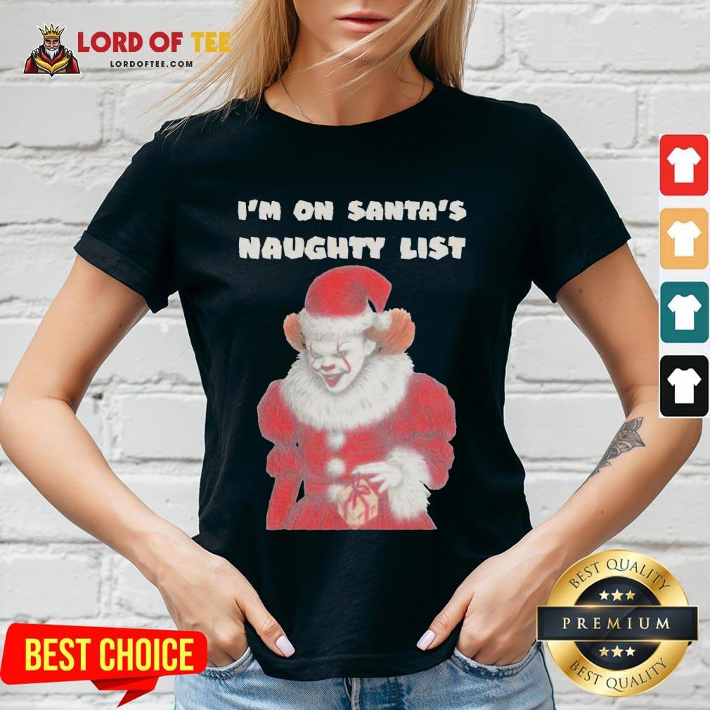Top It Pennywise I’m On Santa’s Naughty List Halloween V-neck