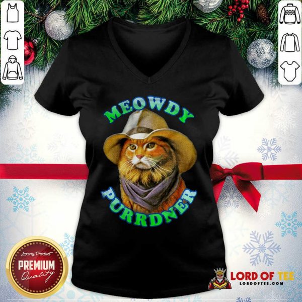 Meowdy Purrdner Cat Funny V-neck - Design By Lordoftee.com
