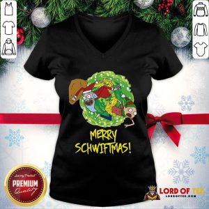 Top Rick And Morty Merry Schwiftmas Ugly Christmas V-neck