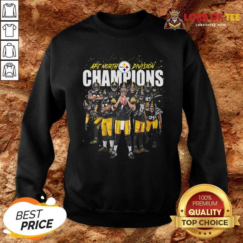 Pittsburgh Steelers Team Football Afc North Division Champions Signatures Sweatshirt - Desisn By Lordoftee.com