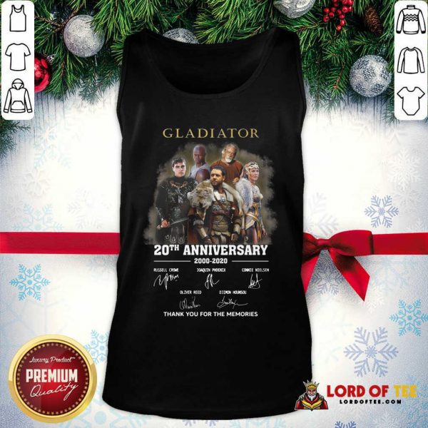 Gladiator 20th Anniversary 2000 2020 Thank You For The Memories Signatures Tank Top - Desisn By Lordoftee.com