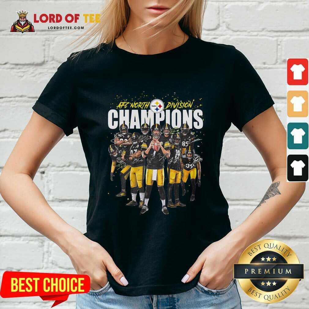 Pittsburgh Steelers Team Football Afc North Division Champions Signatures V-neck - Desisn By Lordoftee.com 