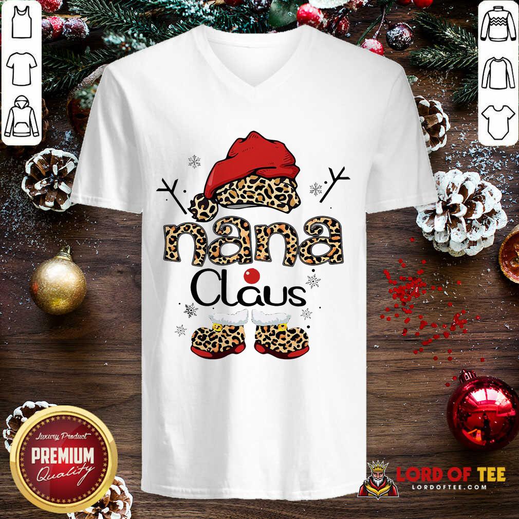 Leopard Nana Claus Ugly Christmas V-neck-Design By Lordoftee.com 