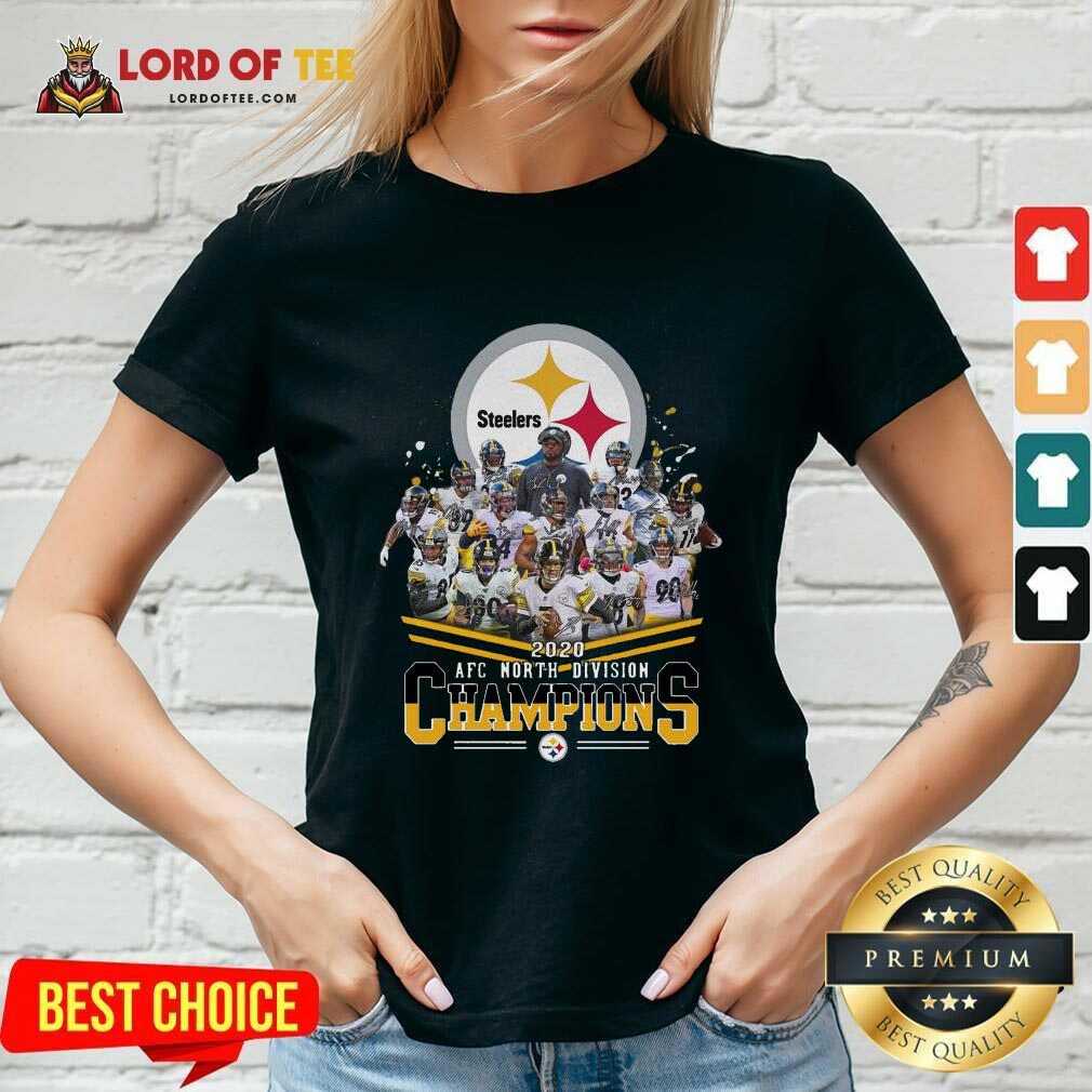 Pittsburgh Steelers 2020 Afc North Division Signatures V-neck - Desisn By Lordoftee.com