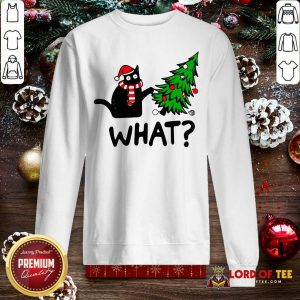 Black Cat Pine What Christmas Sweatshirt-Design By Lordoftee.com