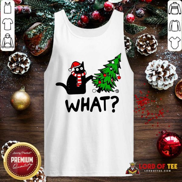 Black Cat Pine What Christmas Tank Top-Design By Lordoftee.com