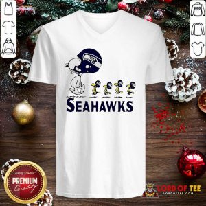 Snoopy And Woodstock Player Of Seattle Seahawks V-neck - Design By Lordoftee.com