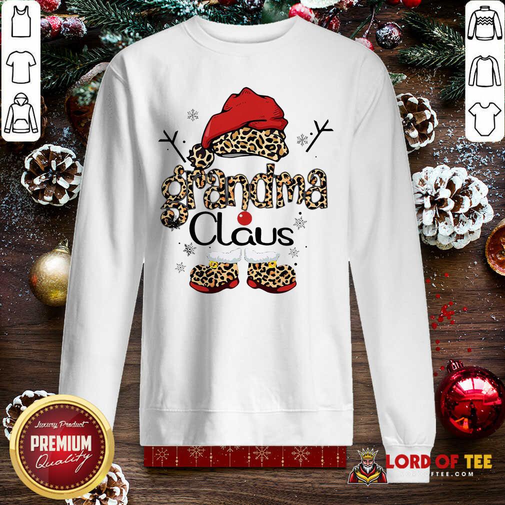 Leopard Grandma Claus Ugly Christmas Sweatshirt-Design By Lordoftee.com 