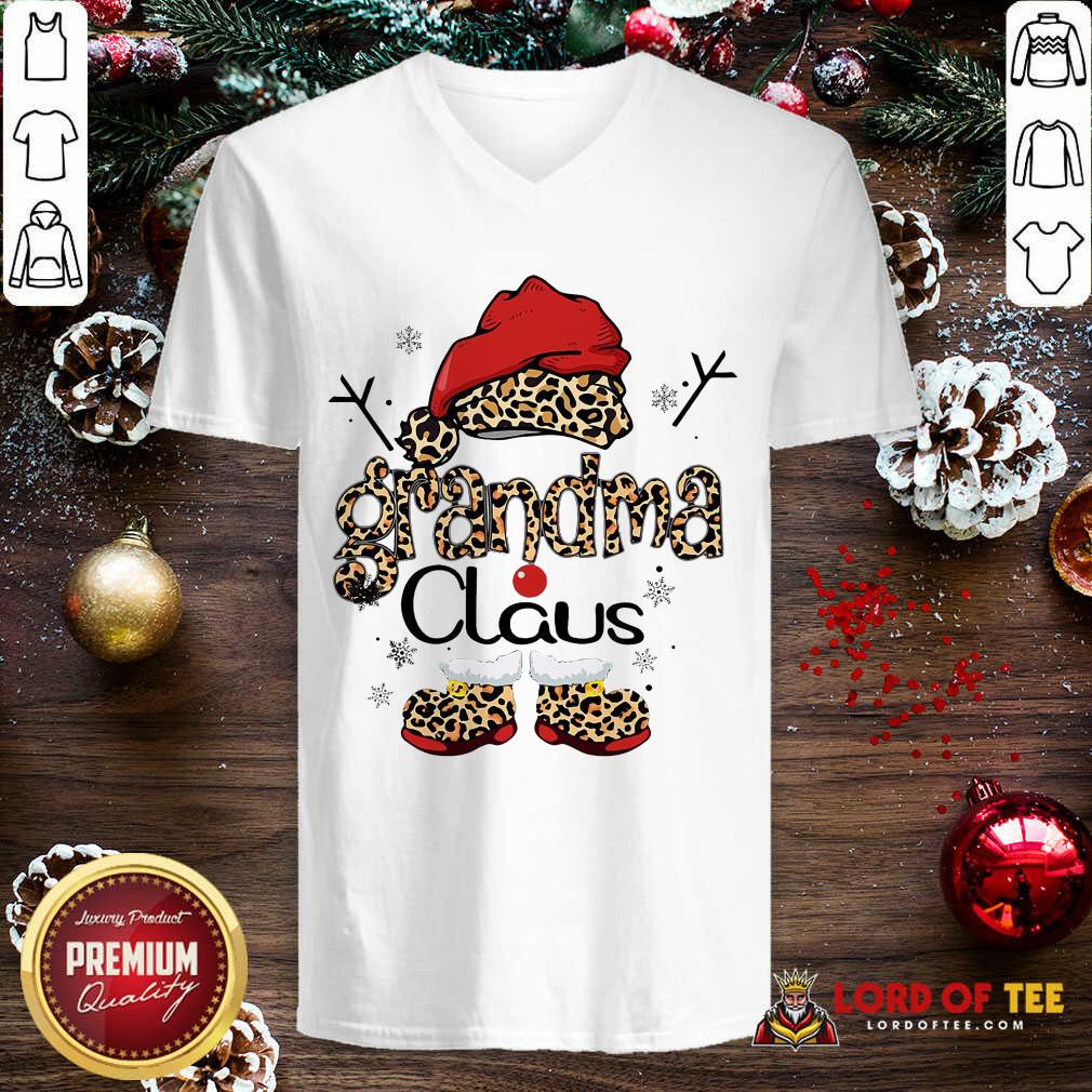  Leopard Grandma Claus Ugly Christmas V-neck-Design By Lordoftee.com 