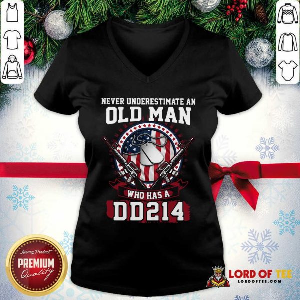 Original Never Underestimate Old Man Who Has A DD214 V-neck-Design By Lordoftee.com