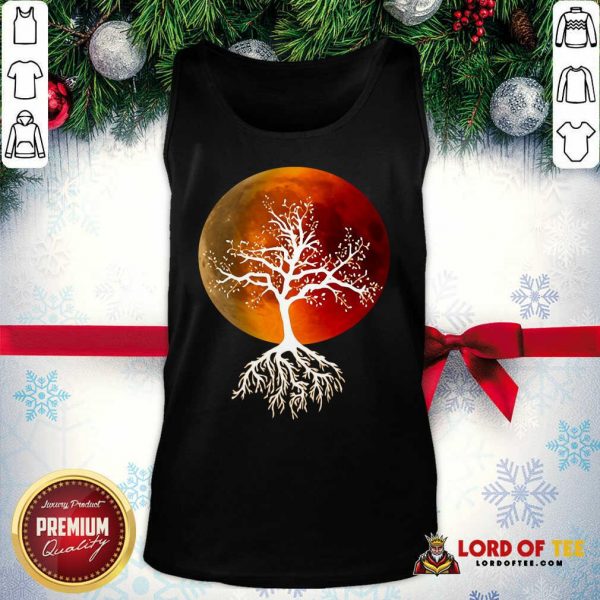 Blood Moon With Tree Moon Lunar Eclipse Moonlight Full Moon Pullover Tank Top - Design By Lordoftee.com