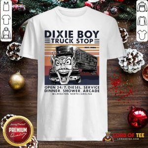 Vintage Dixie Boy Truck Stop Open 247 Diesel Service Dinner Shower Arcade Wilmington North Carolina Shirt - Design By Lordoftee.com
