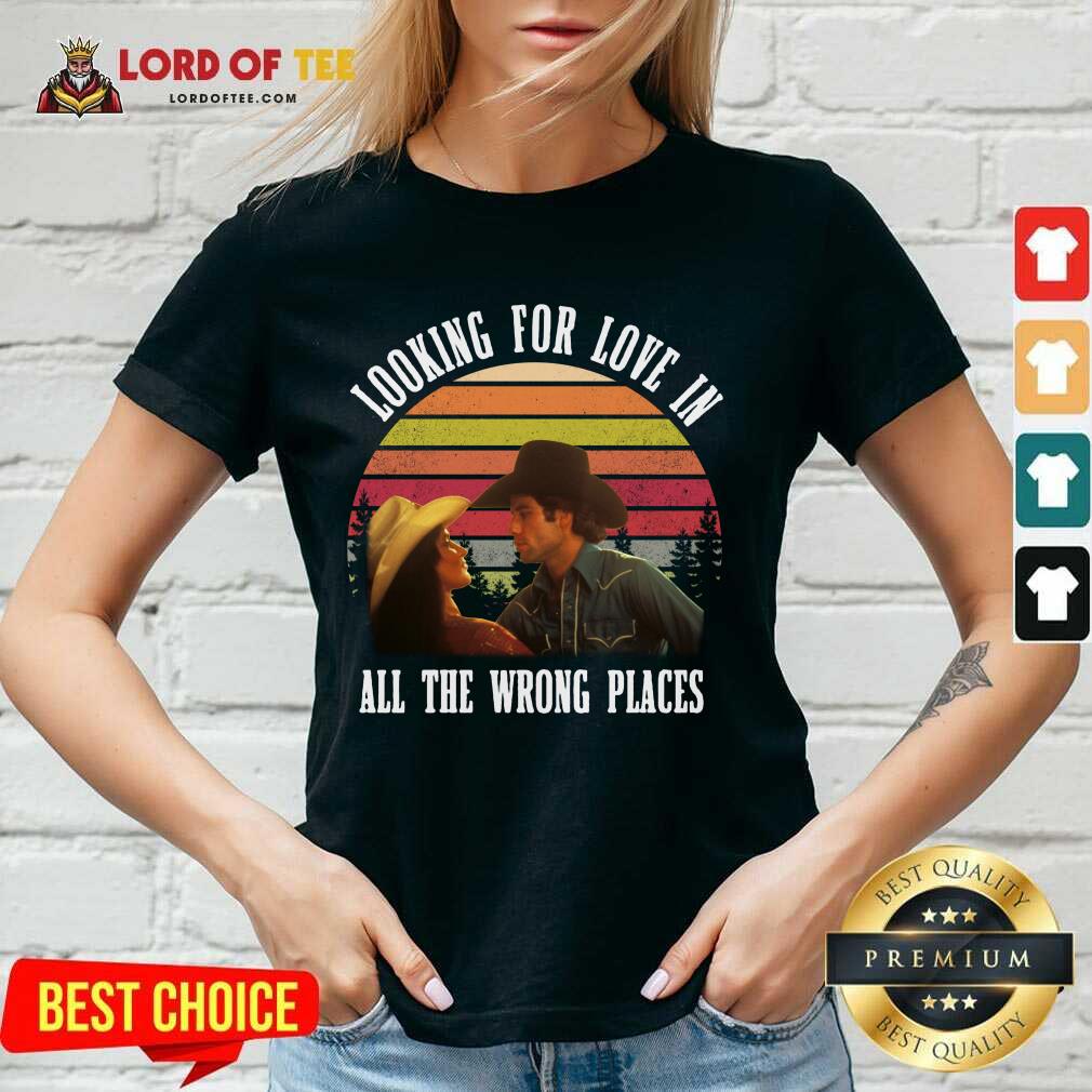 Urban Cowboy Looking For Love In All The Wrong Places Vintage V-neck