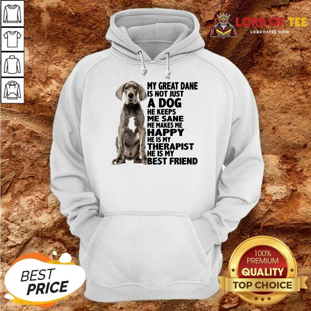 My Great Dane Is Not Just A Dog He Keeps Me Sane Me Makes Me Happy He Is My Therapist He Is My Best Friend Hoodie