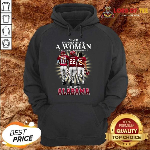 Never Underestimate A Woman Who Understands Football And Loves Alabama Signatures Hoodie