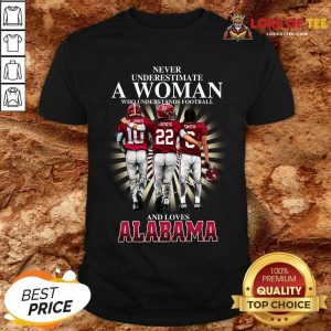 Never Underestimate A Woman Who Understands Football And Loves Alabama Signatures Shirt