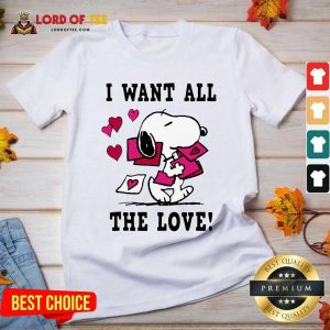 Nice Peanuts Snoopy All The Love Valentines V-neck - Desisn By Lordoftee.com