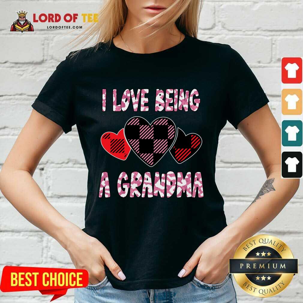 I Love Being Grandma Heart Valentines Day 2021 V-neck