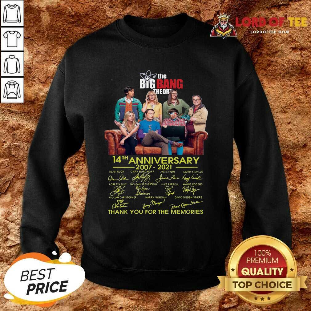 The Bigbang Theory 14th Anniversary 2007 2021 Thank You For The Memories Signature Sweatshirt