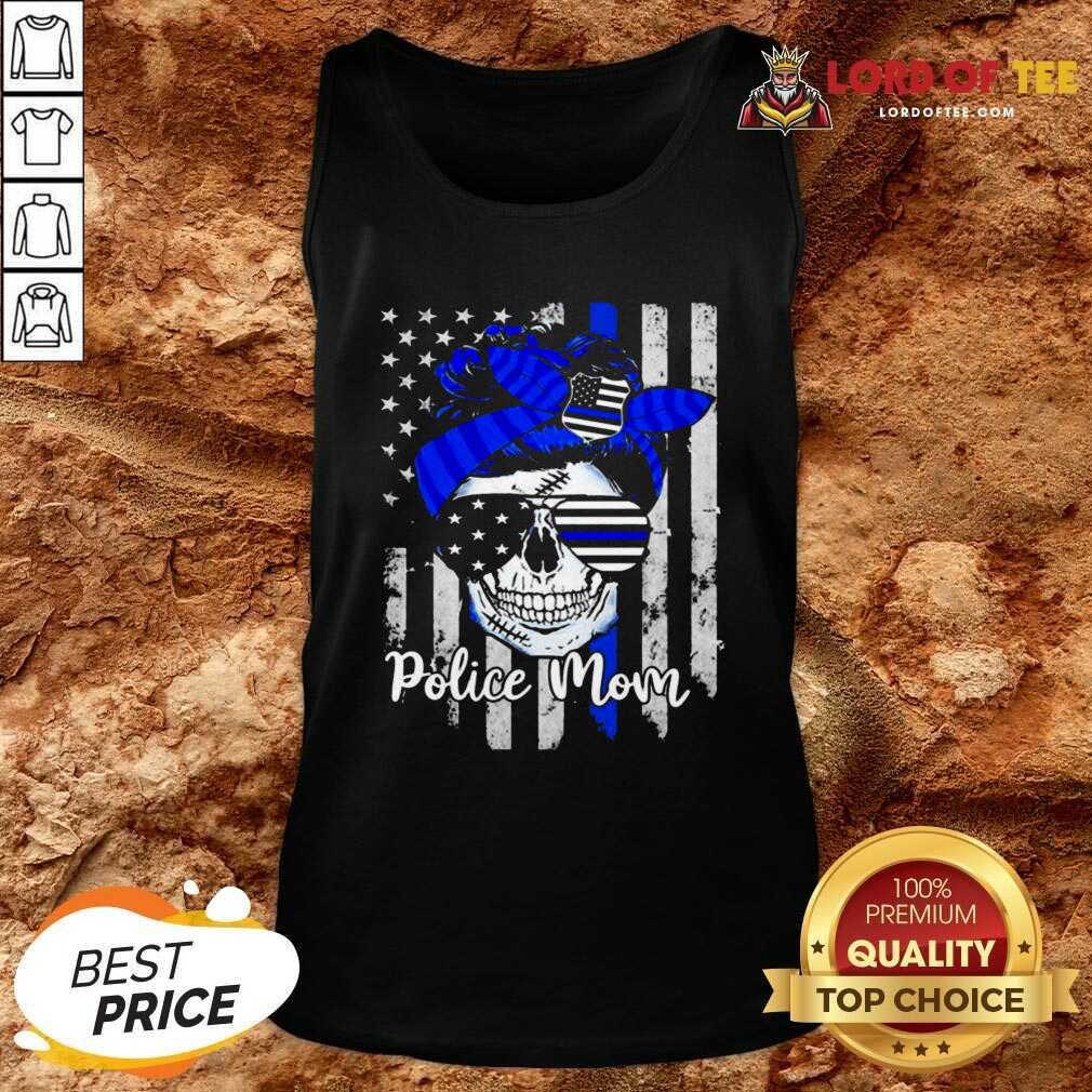 American Flag With Police Mom Skull Tank Top