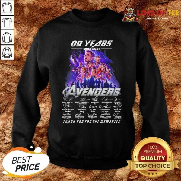 09 Years 2012 2021 Avengers Thank You For The Memories Signatures Sweatshirt