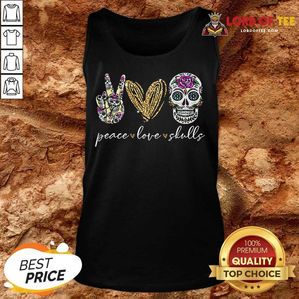 Official Peace Love And Skulls Diamond Tank Top