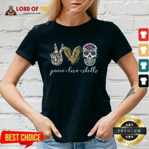 Official Peace Love And Skulls Diamond V-Neck