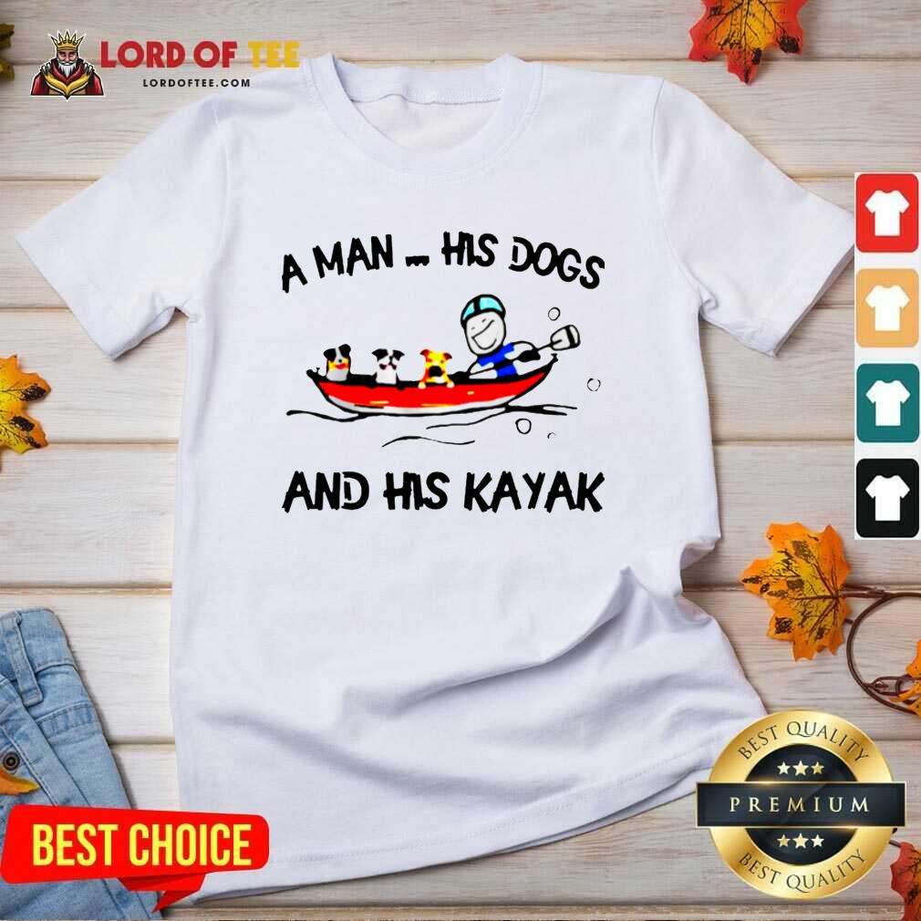 Original A Man His Dogs And His Kayak V-neck