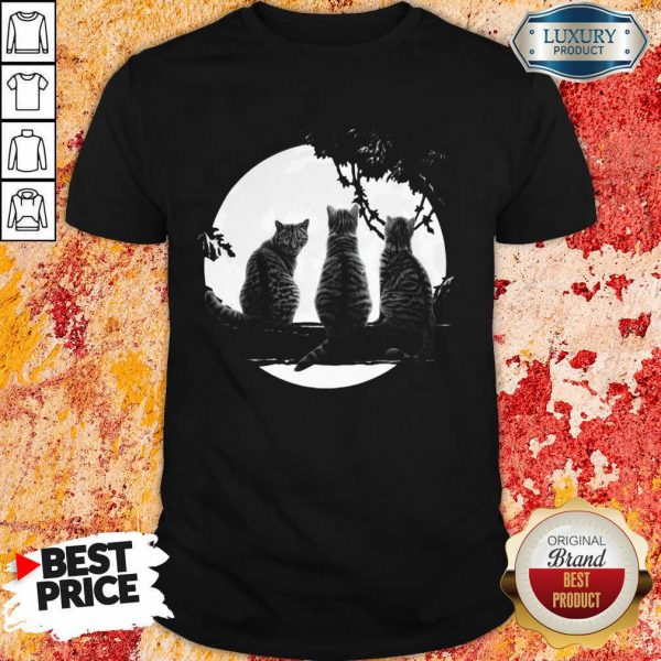 Excellent Three Cats Under The Moon Shirt