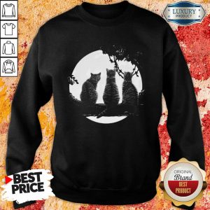 Excellent Three Cats Under The Moon Sweashirt