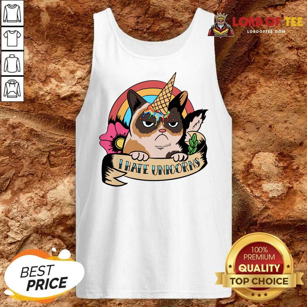 Angry Cat I Hate Unicorns Tank Top