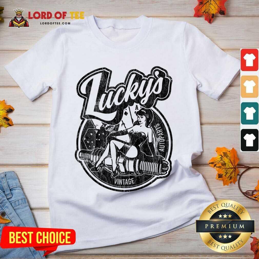 Lucky's Vintage Auto Distressed V-neck