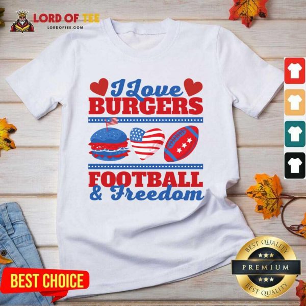 I Love Burgers Football And Freedom V-neck