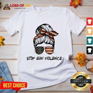 Stop Gun Violence Messy Bun V-neck