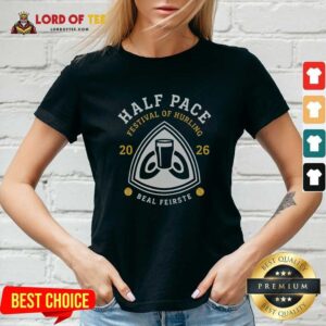Hot Half Pace Festival Of Hurling 2026 Beal Feirste Hurling v neck optimized shirt in navy blue with bold festival graphic