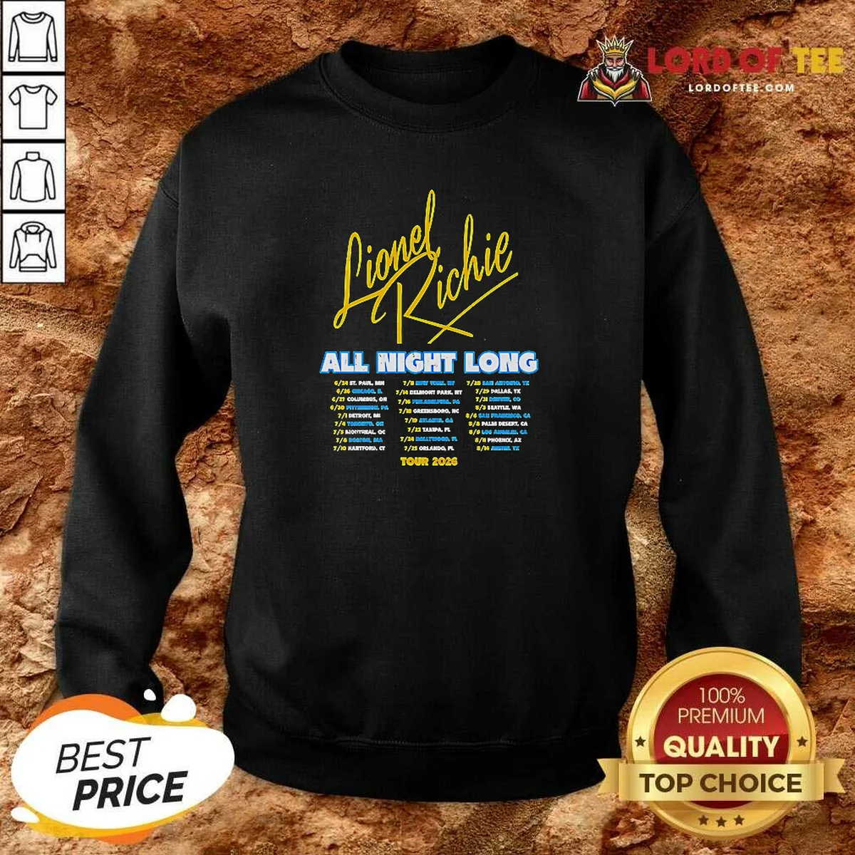 Nice Lionel Richie All Night Long Tour 2026 Concert Dates City List Poster Sweatshirt sweatshirt optimized Nice Lionel Richie All Night Long Tour 2026 Concert Dates City List Poster Sweatshirt