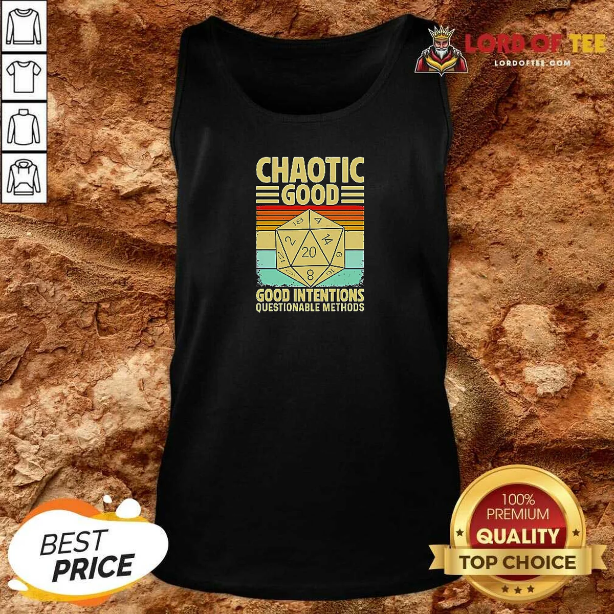 Top Chaotic Good D20 Retro Stripes Tank Top tank top optimized Top Chaotic Good D20 Retro Stripes Tank Top